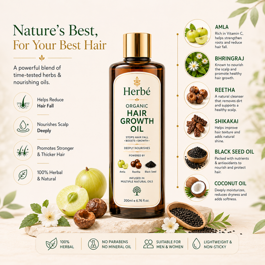 Herbé Organic Hair Oil – Natural Herbal Formula for Hair Fall & Growth